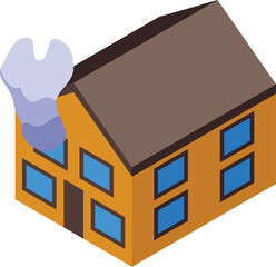 Poster - Smoke coming out of house roof isometric icon, concept of house fire