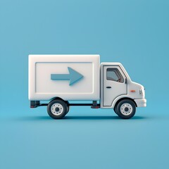 Poster - Animated Delivery Truck Icon with Fast Forward Arrow  Symbolizing Speedy E commerce Solution for Online Business