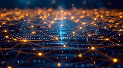 Poster - Glowing Abstract Business Network Symbolizing Digital Connectivity and Information Flow