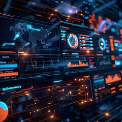 Poster - Interactive Holographic Business Analytics Dashboard with Global Network Connections