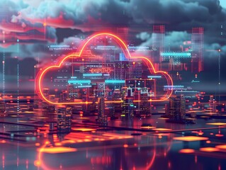 Poster - digital cloud native applications and microservices architecture concept