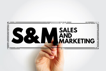 Poster - s and m - sales and marketing stamp acronym, business concept background