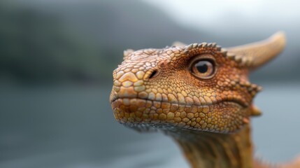 Poster - Close-up of a vibrant orange lizard