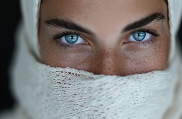 Sticker - Piercing blue eyes of a young woman