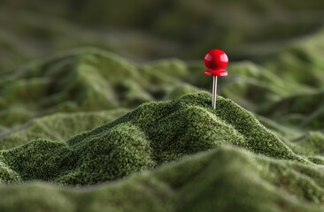 Wall Mural - Vibrant red mushroom on a mossy mound