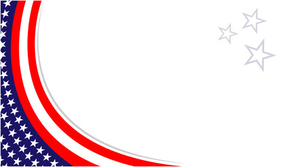 Wall Mural - United States flag symbols border wave corner with white empty space for text vector design template.