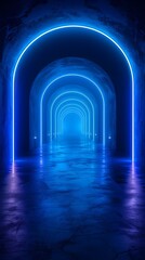 Poster - Vibrant Neon Blue Backdrop for Fitness and Product Displays