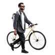 © kite_rin - Young handsome man with bike isolated transparent PNG, Full length portrait of smiling student man with bicycle, Modern healthy lifestyle, travel, casual business concept