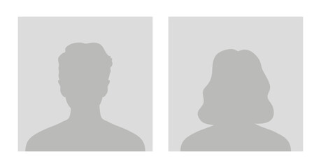 Default avatar profile icon. Gray placeholder. Man and woman