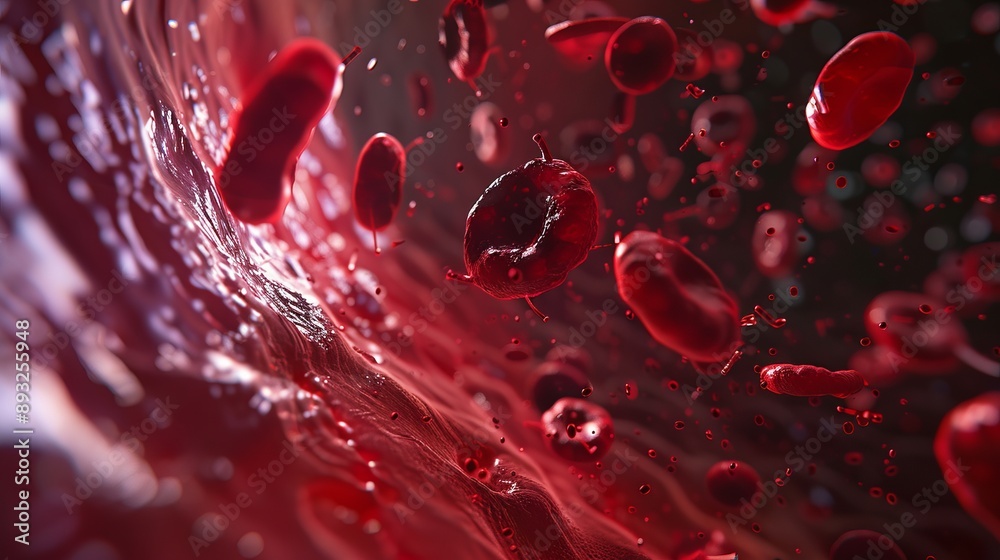 Blood particles and cells in blood vessels. Stock Illustration | Adobe ...