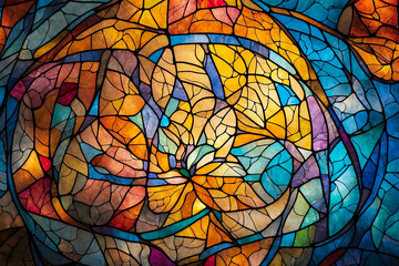 Wall Mural - stained glass with beautiful patterns and iridescence