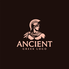 Wall Mural - Head Face Logo Design of an Ancient Greek Warrior Figure