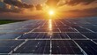 © Ahsan - Photovoltaic power panel for roofs, solar energy system for homes, green house environmental industries. Building panels powered by solar energy, electric engineers in the future, environment, sunsets