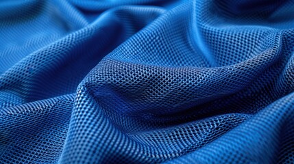 Blue synthetic sport fabric texture showing breathable material, for sportswear background