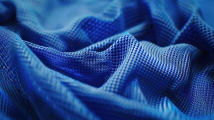 Blue synthetic sport fabric texture showing breathable material, for sportswear background