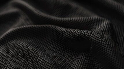 Black synthetic sport fabric texture showing breathable material, for sportswear background