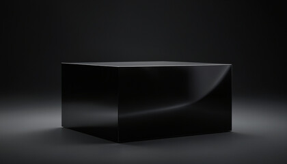 Wall Mural - black glossy square podium with free space