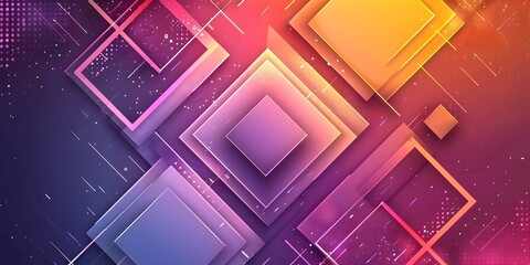 Poster - Vibrant Geometric Frames with Abstract Prismatic Patterns on a Colorful Dynamic Background