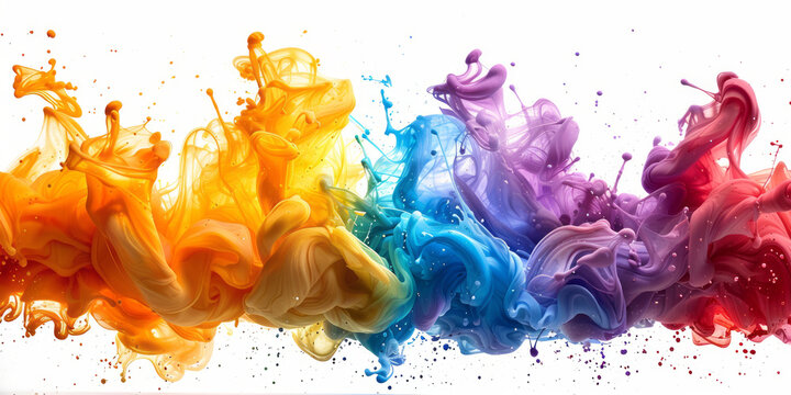 colorful splash explosion on white background.generative ai