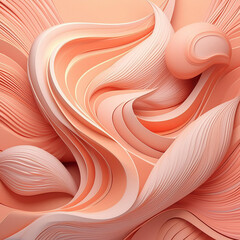 Luxury background with peach pink 3d paint waves