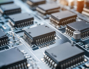 Poster - Close Up of Integrated Circuits on a Circuit Board