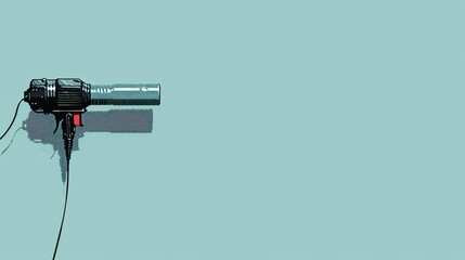 Poster - Illustration of a heat gun with variable temperature settings centered with empty space on the left Stock Photo with copy space