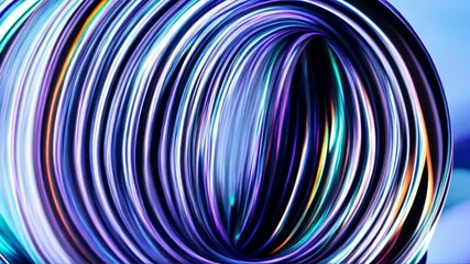 Wall Mural - looped 3d animation of energy dynamic abstract footage with glowing plasma swirling lines, waves, sh