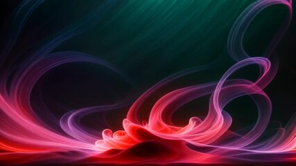 Wall Mural - Looped seamless pattern animation of energy dynamic abstract footage with smoke, cloud, vapor, fire with flames on dark background, orange, yellow, red, pink, purple colors air movement, gust of wind