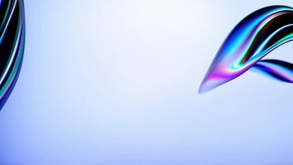Wall Mural - Looped seamless animation background of energy dynamic abstract footage with colorful wave, tape, line, rope, soft organic smooth form shape on light white background, copy space