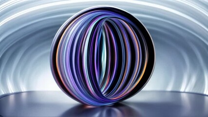 Wall Mural - Looped 3D animation of energy dynamic abstract footage with glowing plasma swirling lines, waves, shapes in psychedelic rainbow seamless pattern on neon background with kaleidoscopic motion effect.