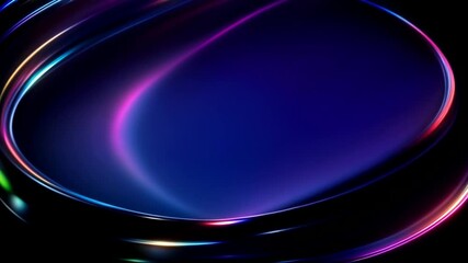 Wall Mural - Looped 3D animation of energy dynamic abstract footage with glowing plasma swirling lines, waves, shapes in psychedelic rainbow seamless pattern on neon background with kaleidoscopic motion effect.
