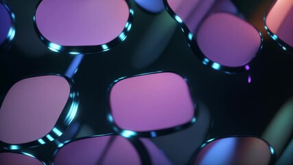 Wall Mural - looped seamless pattern animation of energy dynamic abstract footage with glowing 3d grid waves, geo