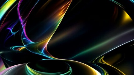 Wall Mural - looped 3d animation of energy dynamic abstract footage with glowing plasma swirling lines, waves, sh