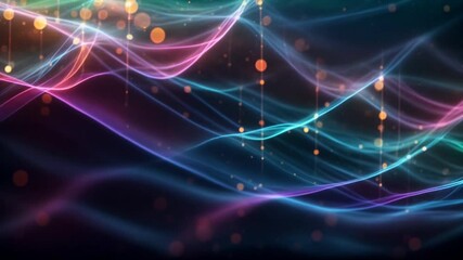 Wall Mural - looped 3d animation of energy dynamic abstract footage with glowing plasma swirling lines, waves, sh