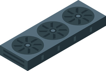 Poster - Computer fan cooling system preventing overheating isometric icon