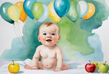 baby child with balloons cute