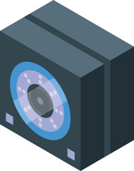 Poster - Modern security camera recording, isometric surveillance system for home protection