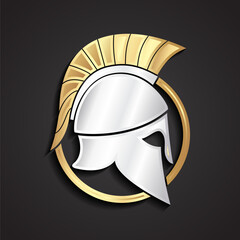 Wall Mural - 3d silver gold corinthian helmet logo