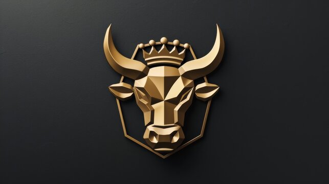 Photo of a golden cow logo with a crown