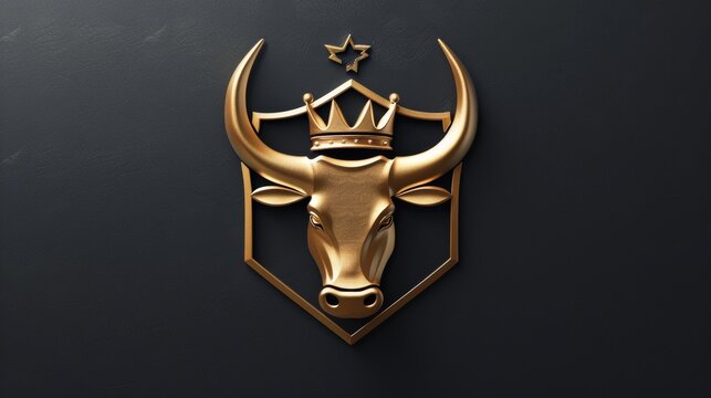 Photo of a golden cow logo with a crown