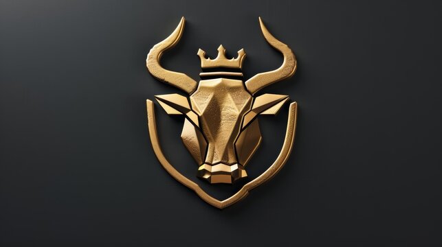 Photo of a golden cow logo with a crown