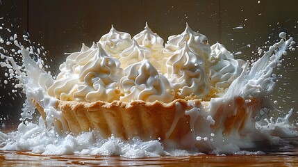 Canvas Print - **Pie Ice Cream Explosion with pie crust on solid background