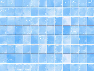 Wall Mural - Blue tiles bathroom. Classic ceramic seamless pattern. Square swimming pool mosaic. Wall or floor texture with soft shadow. Simple kitchen or toilet backdrop. Vector illustration