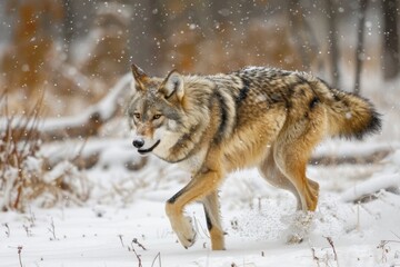  Gray Wolf in winter snow