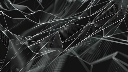 Abstract White Network on Black Background