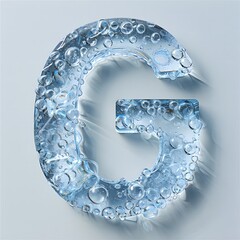 ice letter g in water with bubbles and soft light 