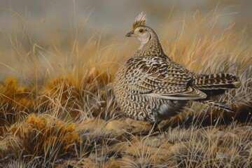 Wall Mural - Prairie Chicken Sharp-tailed Grouse hybrid