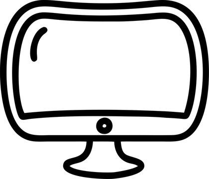 Black and white computer monitor drawing on white background