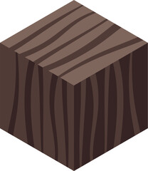 Poster - Simple dark brown wood cube is showing a natural woodgrain pattern