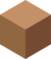 Poster - Simple brown cube floating in white space, perfect for minimalist designs